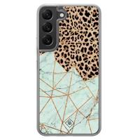 Samsung Galaxy S22 hybride hoesje - Luipaard marmer mint - thumbnail