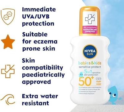 NIVEA SUN Babies & Kids Sensitive Zonnebrand Spray SPF 50 200ml bij Jumbo