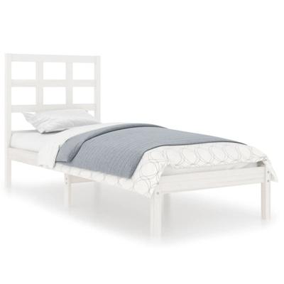 Bedframe massief hout wit 75x190 cm