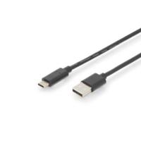 Digitus AK-300148-030-S USB-kabel USB 2.0 USB-C stekker, USB-A stekker 3.00 m Zwart Afgeschermd (dubbel), Stekker past op beide manieren - thumbnail