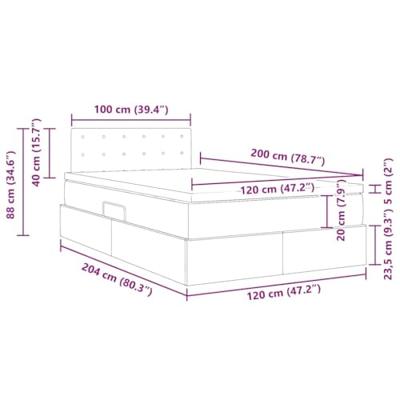 Opslag bed met matras Donkergrijs 120 x 200 cm Fluweel
