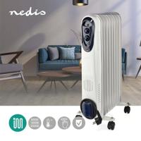 Nedis htoi30wt9 mobiele olieradiator 800 / 1200 / 2000 w 9 vinnen instelbare thermostaat 3 warmte standen omvalpreventie wit - thumbnail