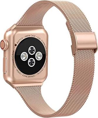 Milanese slim fit bandje - Champagne goud - Geschikt voor Apple Watch 38mm / 40mm / 41mm / 42mm - thumbnail