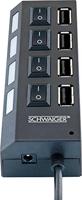 Schwaiger UH4013 USB 2.0-hub 4 poorten Zwart - thumbnail