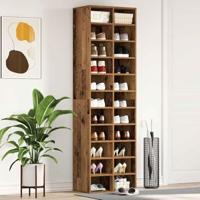 Schoenenkast 54x34x183 cm spaanplaat oud hout - thumbnail