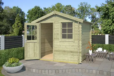 Blokhut Wels 230x230 Olijfgroen Geimpregneerd Outdoor Life - Outdoor life