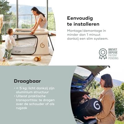 Moov & Sleep BABYMOOV ultralicht opklapbaar kinderbedje zandbeige