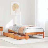 Bedframe met lades massief grenenhout wasbruin 90x200 cm - thumbnail