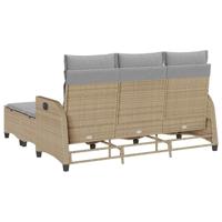 3-delige Tuinbankstel met kussens L-vormig beige poly rattan - thumbnail