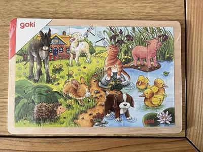 Goki houten legpuzzel babydieren, 24st.