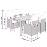 5-delige Bistroset met kussens poly rattan beige - thumbnail