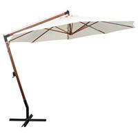 VidaXL Zweefparasol met houten paal 350 cm wit - thumbnail