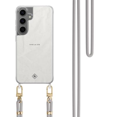Samsung Galaxy S24 Plus hoesje met grijs koord - Vive la vie