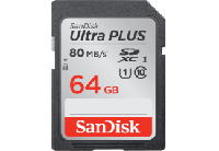 Sandisk SDXC Elite Ultra Plus 64.0GB 80MB/s CL10 Incl Rescue Pro - thumbnail