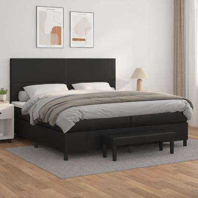 Boxspring met matras kunstleer zwart 200x200 cm