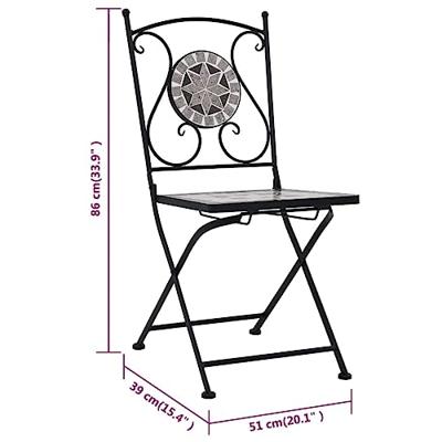Bistrostoelen mozaek 2 st grijs - thumbnail