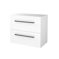 Badmeubelset BWS Salt 80x46cm Met Grepen 2 Lades Met Afdekplaat Ice White - thumbnail