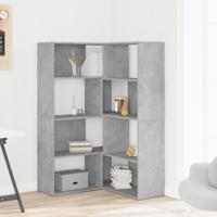 Boekenkast 4-laags hoek 85x85x140 cm bewerkt hout betongrijs - thumbnail