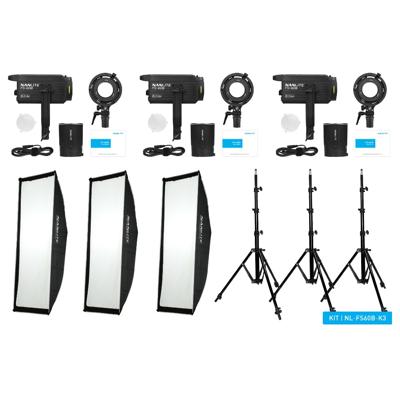 Nanlite FS 60B LED triple kit (w/ light stand and softbox)