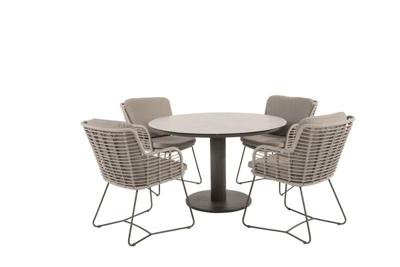 Fabrice diningset met Sarah tafel terre printed rond dia. 120 cm 4SO - 4so