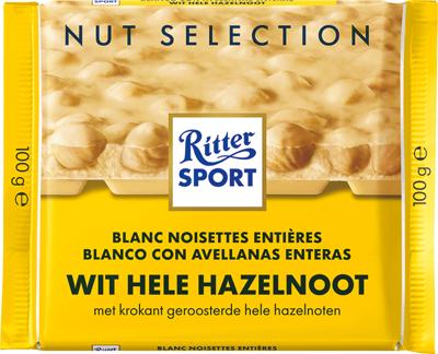 Ritter sport wit hele hazelnoot tablet 100gr