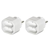 Hama Stopcontactadapter 2-voudig 2x Euro-stopcontact Dubbelpak Wit - thumbnail