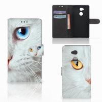 Sony Xperia XA2 Ultra Telefoonhoesje met Pasjes Witte Kat - thumbnail