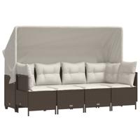 5-delige Loungeset met kussens poly rattan bruin - thumbnail