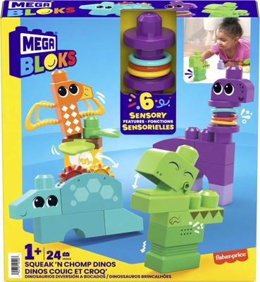 Mega Bloks squeak n chomps dino's bouwset, 24dlg.