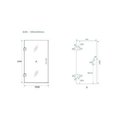 Less nisdeur 1000 x 2000 x 8 mm nano helder glas/chroom