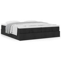 Ottoman bed met matrassen 200x200cm stof zwart - thumbnail