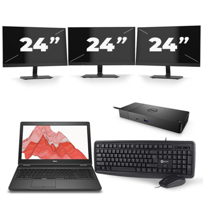 Dell Precision 3530 - Intel Core i7-8e Generatie - 15 inch - 16GB RAM - 256GB SSD - Windows 11 + 3x 24 inch Monitor