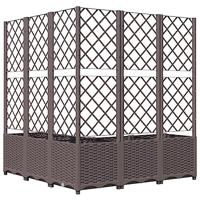 VidaXL Plantenbak met latwerk 120x120x136 cm polypropeen bruin - thumbnail