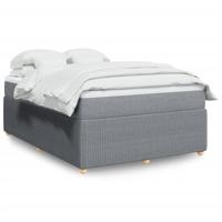 Boxspring met matras stof lichtgrijs 140x190 cm - thumbnail