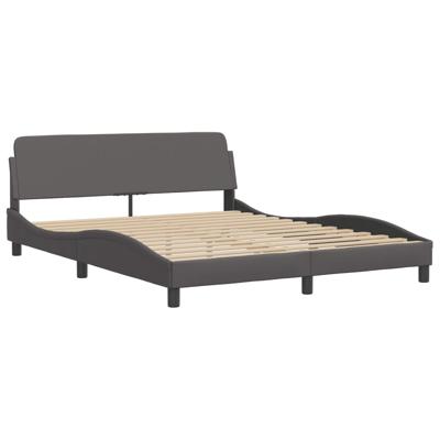 Bed met matras kunstleer grijs 180x200 cm - thumbnail