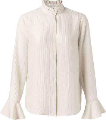 Blouse with ruffled neck pale peach dessin