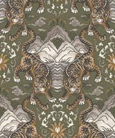 Dutch Wallcoverings Khalili - Tora Khaki - Groen/Oranje - thumbnail