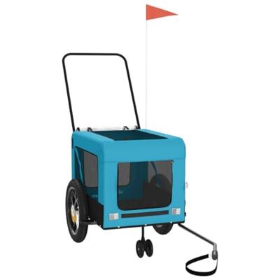 Hondenfietstrailer oxford stof en ijzer blauw en zwart - thumbnail