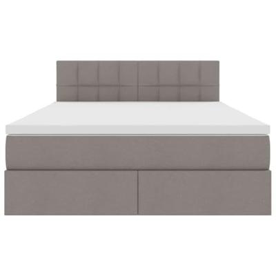 Opbergbed met matras met matras Taupe 140 x 200 cm Bewerkt hout