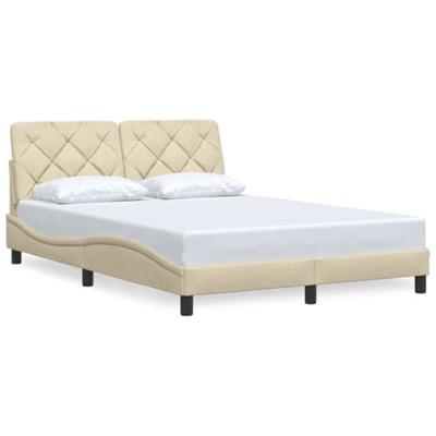 Bedframe zonder matras stof crèmekleurig 140x190 cm