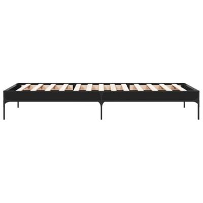Bedframe bewerkt hout en metaal zwart 90x200 cm