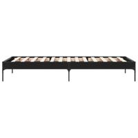 Bedframe bewerkt hout en metaal zwart 90x200 cm - thumbnail
