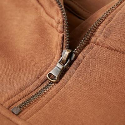 Kindersweater met capuchon halve rits 128 antraciet- en cognackleurig