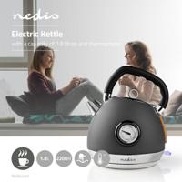 Nedis Waterkoker 1.8 L Soft-touch Grijs Temperatuurindicator 360 Graden Draaibaar - thumbnail