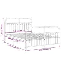 Bedframe met hoofd- en voeteneinde metaal wit 140x190 cm - thumbnail