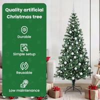 VidaXL Kunstmatig voorverlicht kerstboom groen 180 cm pvc en metaal - thumbnail