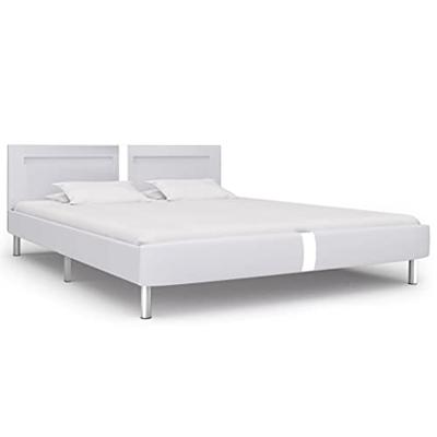 Bedframe met LED kunstleer wit 180x200 cm