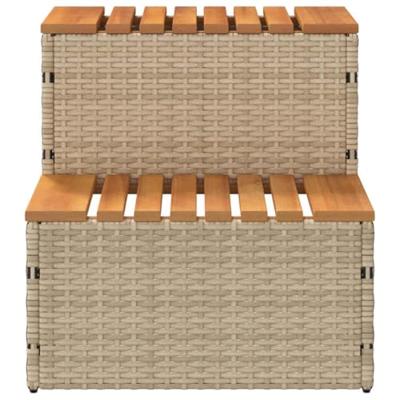Hottub-opstap 50x50x50,5cm poly rattan&massief acaciahout beige