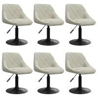 Eetkamerstoelen draaibaar 6 st fluweel crèmekleurig - thumbnail