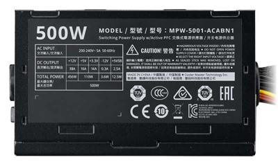 Elite v3 - Voeding (intern) - ATX - 230V - 500 Watt - actieve PFC - Europa Elite v3 - Voeding (intern) - ATX - 230V - 500 Watt - actieve PFC - Europa
